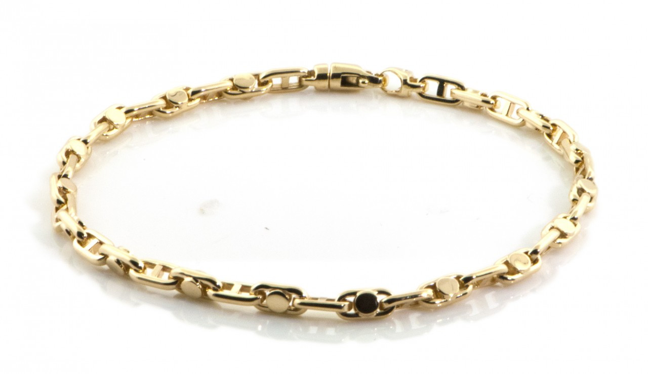 14k Gold 4.1mm Fancy Hand Made Bracelet 7 Inches